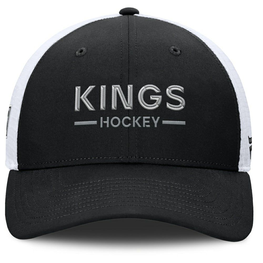 Los Angeles Kings Fanatics Authentic Pro Rink Lockup Adjustable Trucker Hat Black/White