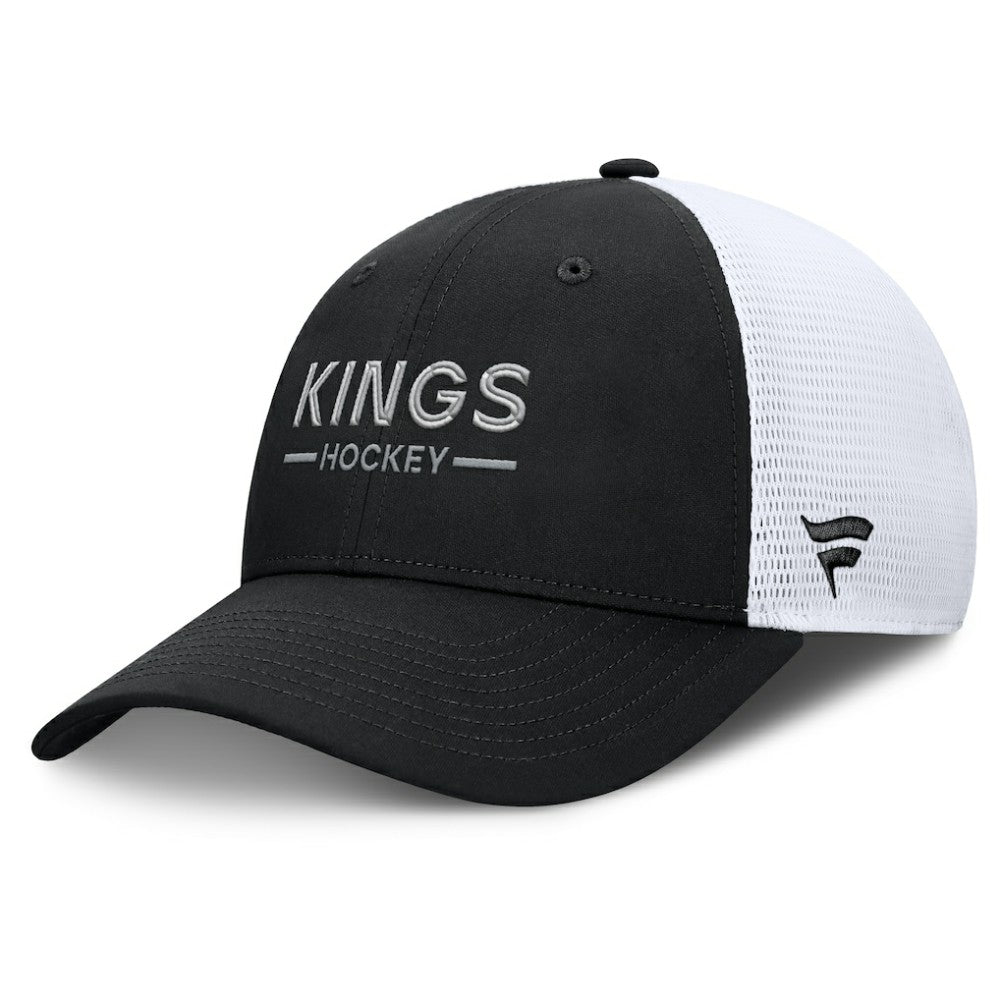 Los Angeles Kings Fanatics Authentic Pro Rink Lockup Adjustable Trucker Hat Black/White