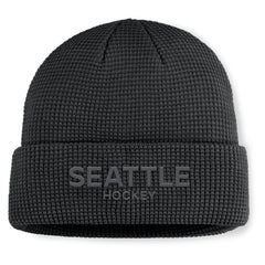 Seattle Kraken Fanatics Authentic Pro Road Cuffed Knit Hat Black