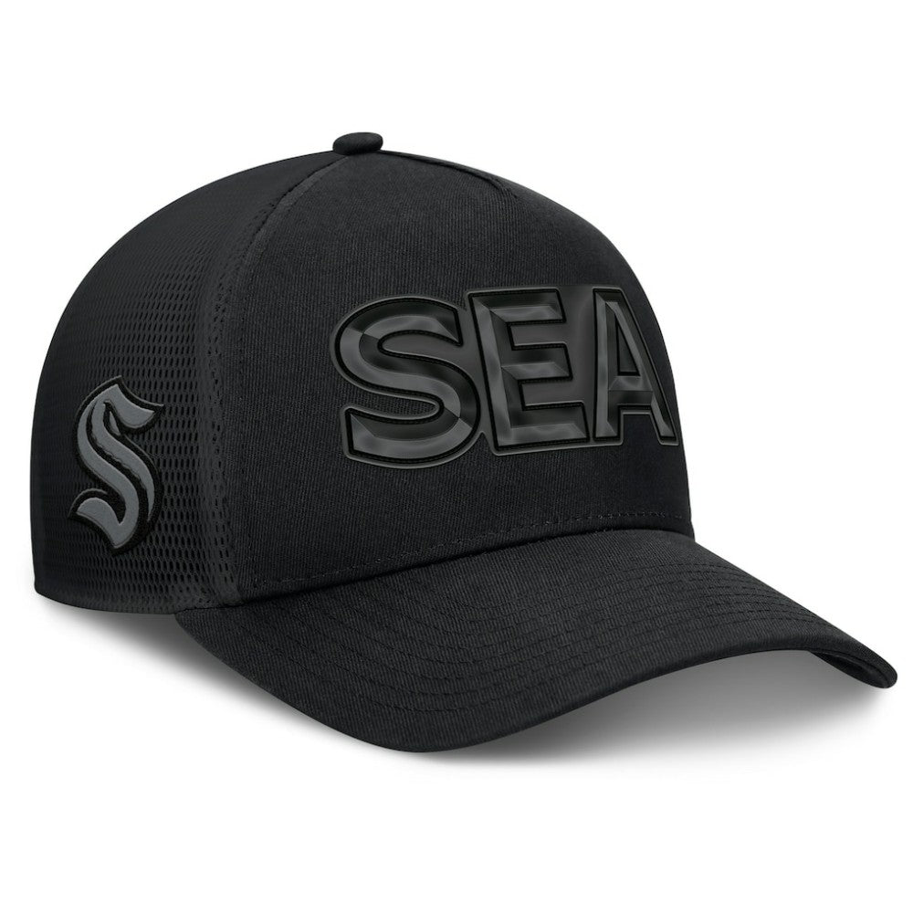 Seattle Kraken Fanatics Authentic Pro Road Team Code Trucker Adjustable Hat Black