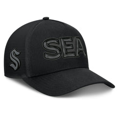 Seattle Kraken Fanatics Authentic Pro Road Team Code Trucker Adjustable Hat Black