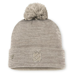 New York Rangers Fanatics Authentic Pro Road Cuffed Knit Hat with Pom Tan