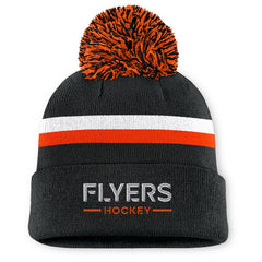Philadelphia Flyers Fanatics Women's Authentic Pro Rink Cuffed Knit Hat with Pom Black