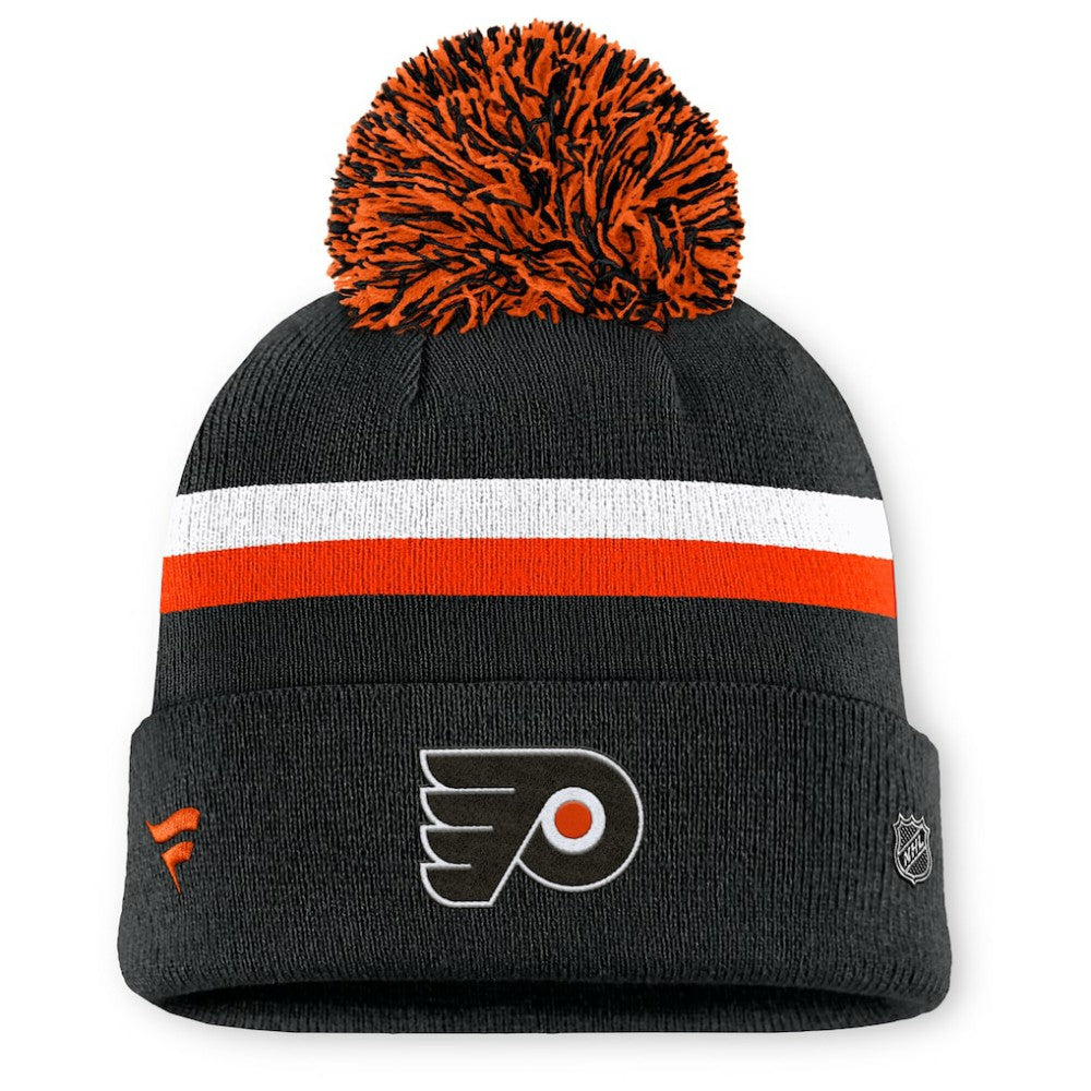 Philadelphia Flyers Fanatics Women's Authentic Pro Rink Cuffed Knit Hat with Pom Black