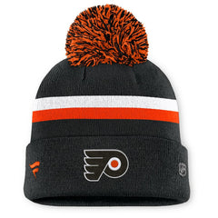 Philadelphia Flyers Fanatics Women's Authentic Pro Rink Cuffed Knit Hat with Pom Black
