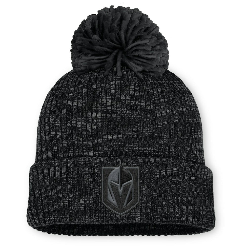 Vegas Golden Knights Fanatics Women's Authentic Pro Road Cuffed Knit Hat with Pom Black