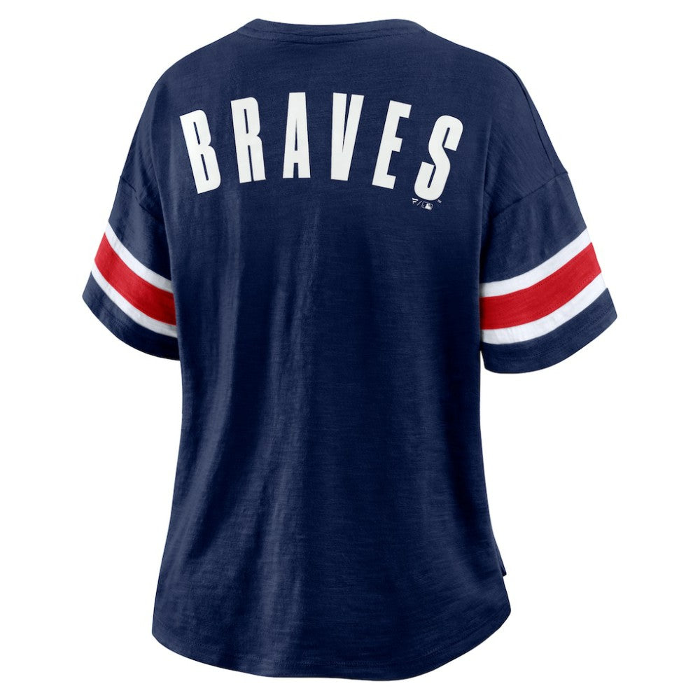 Atlanta Braves Women's Curl Route T-Shirt Navy