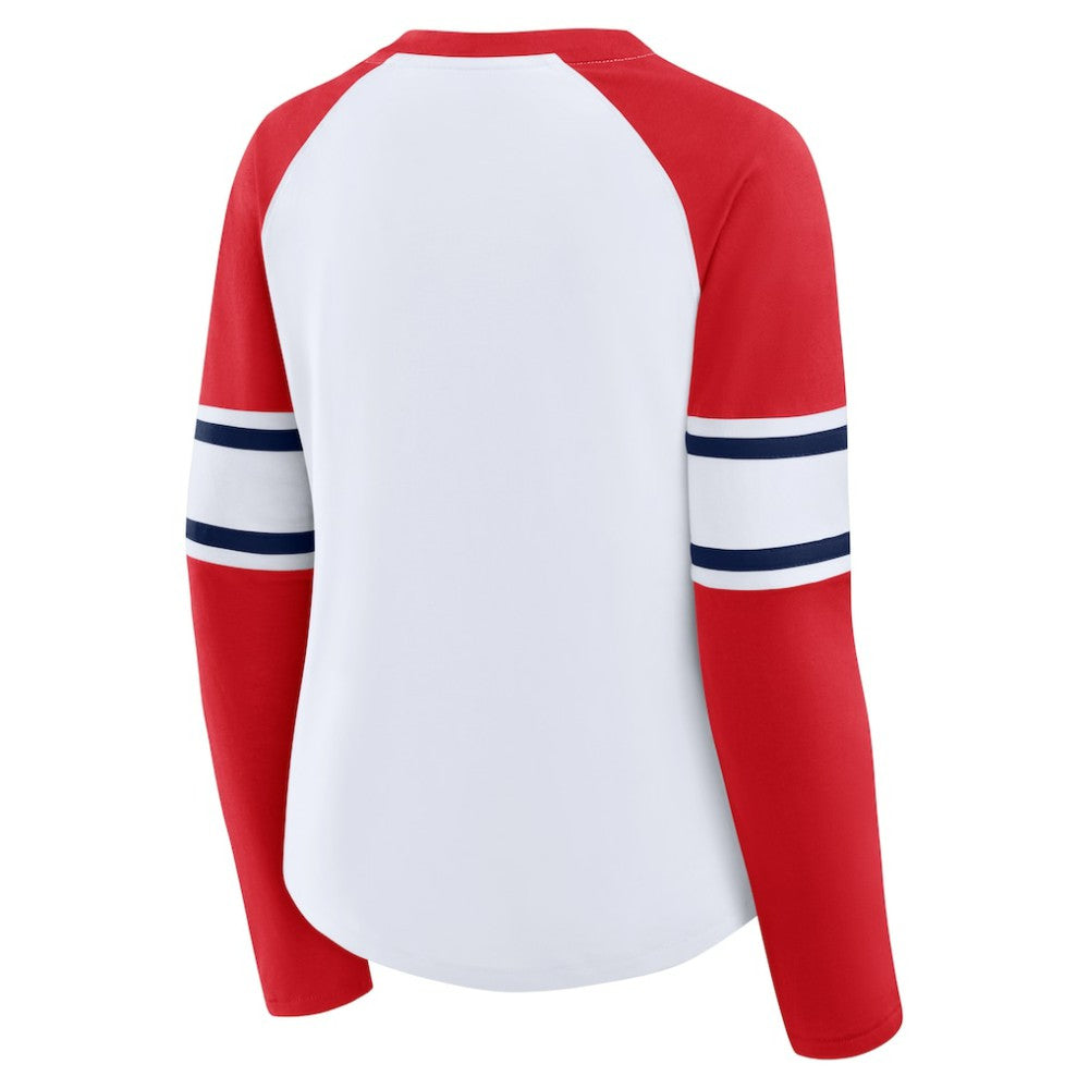 St. Louis Cardinals Women's Blitz Package Raglan Lace-Up V-Neck Long Sleeve T-Shirt White/Red