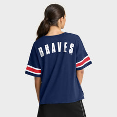 Atlanta Braves Women's Curl Route T-Shirt Navy