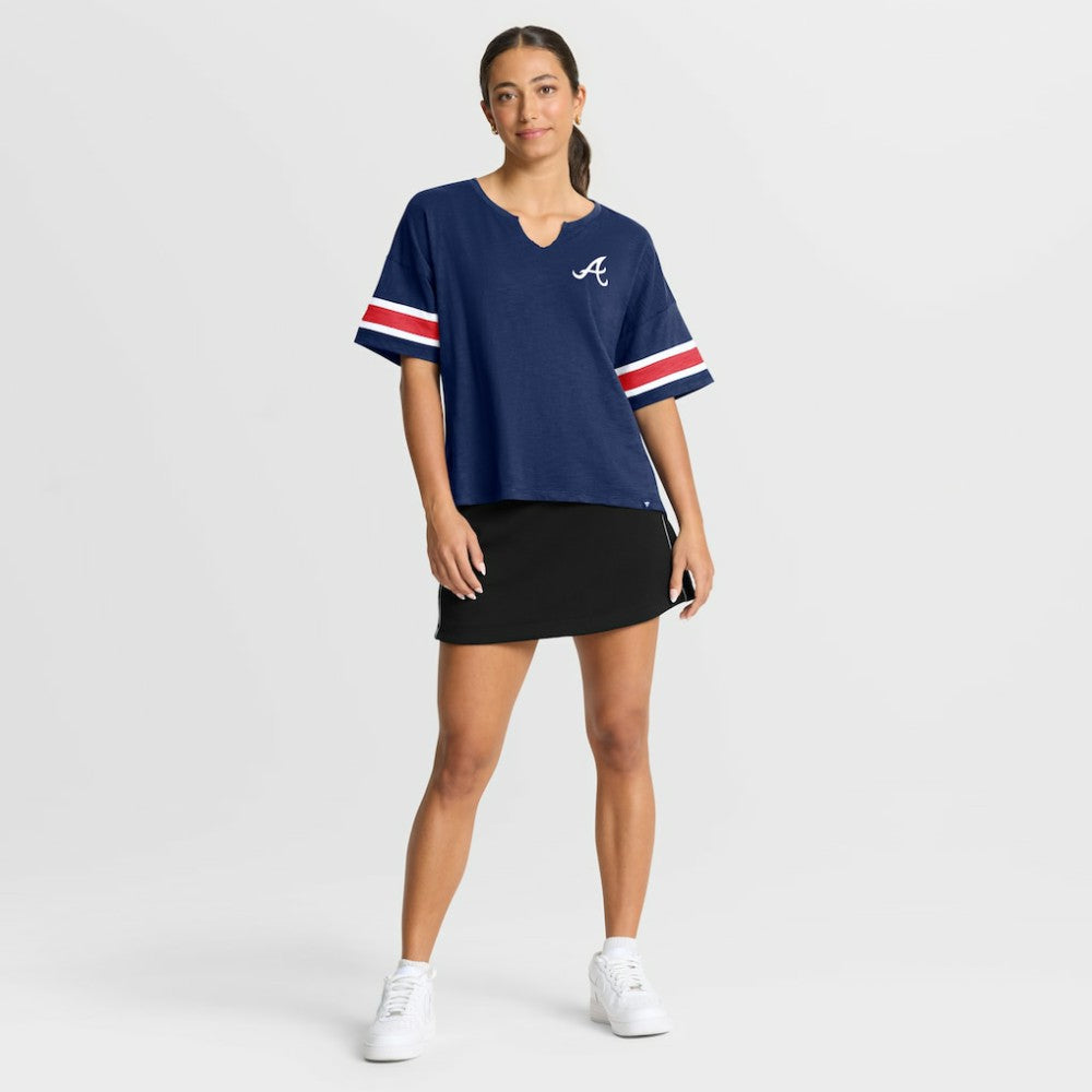 Atlanta Braves Women's Curl Route T-Shirt Navy