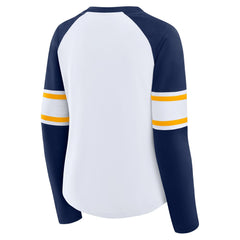 Milwaukee Brewers Women's Blitz Package Raglan Lace-Up V-Neck Long Sleeve T-Shirt White/Navy