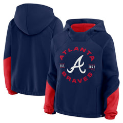 Atlanta Braves Women's Oversized Time to Win Pullover Hoodie Navy
