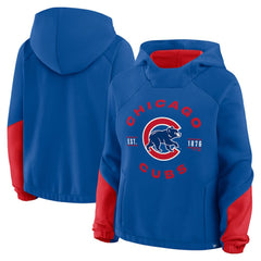 Chicago Cubs Women's Oversized Time to Win Pullover Hoodie Royal