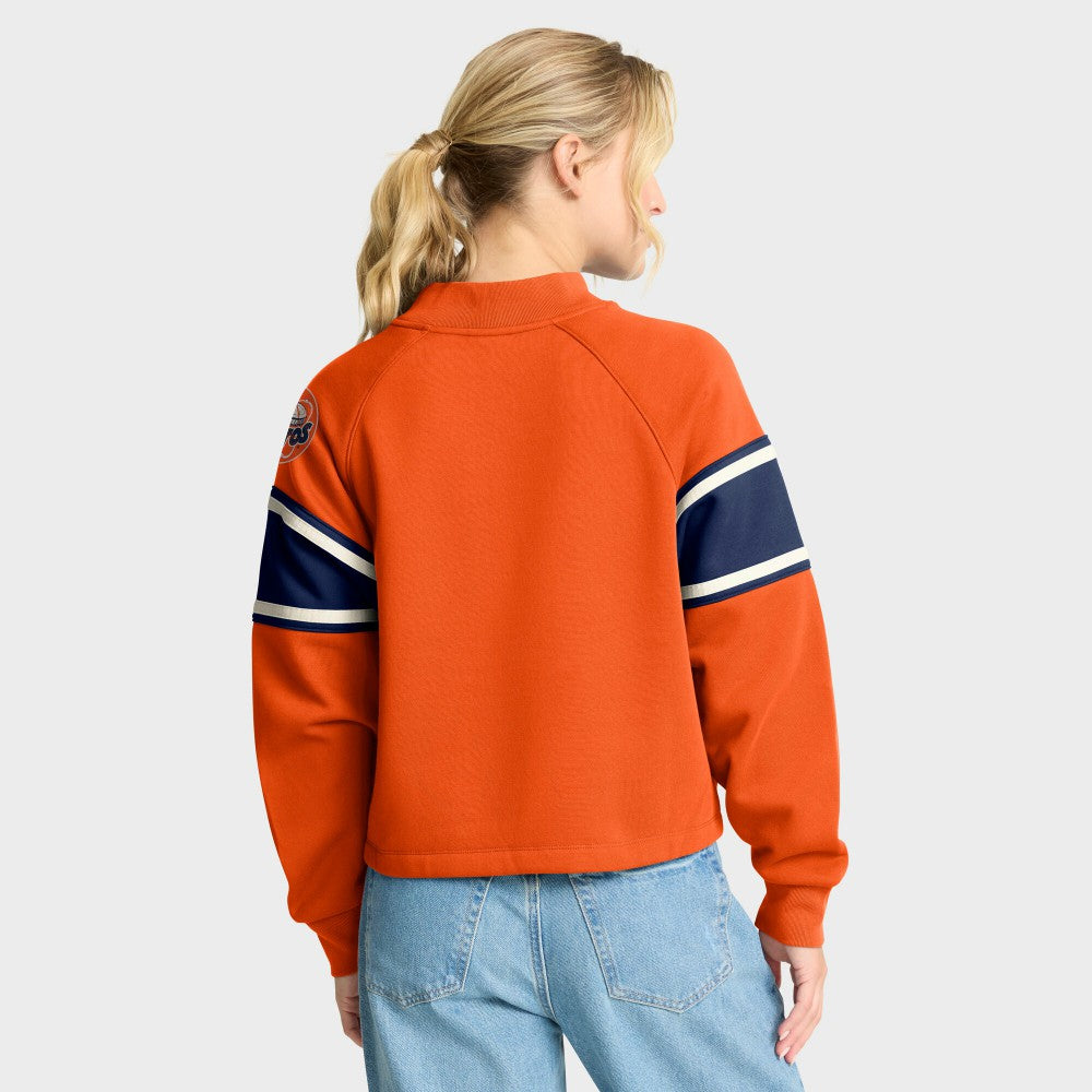 Houston Astros Women's Oversized Toss Sweep Raglan Pullover Sweatshirt Orange