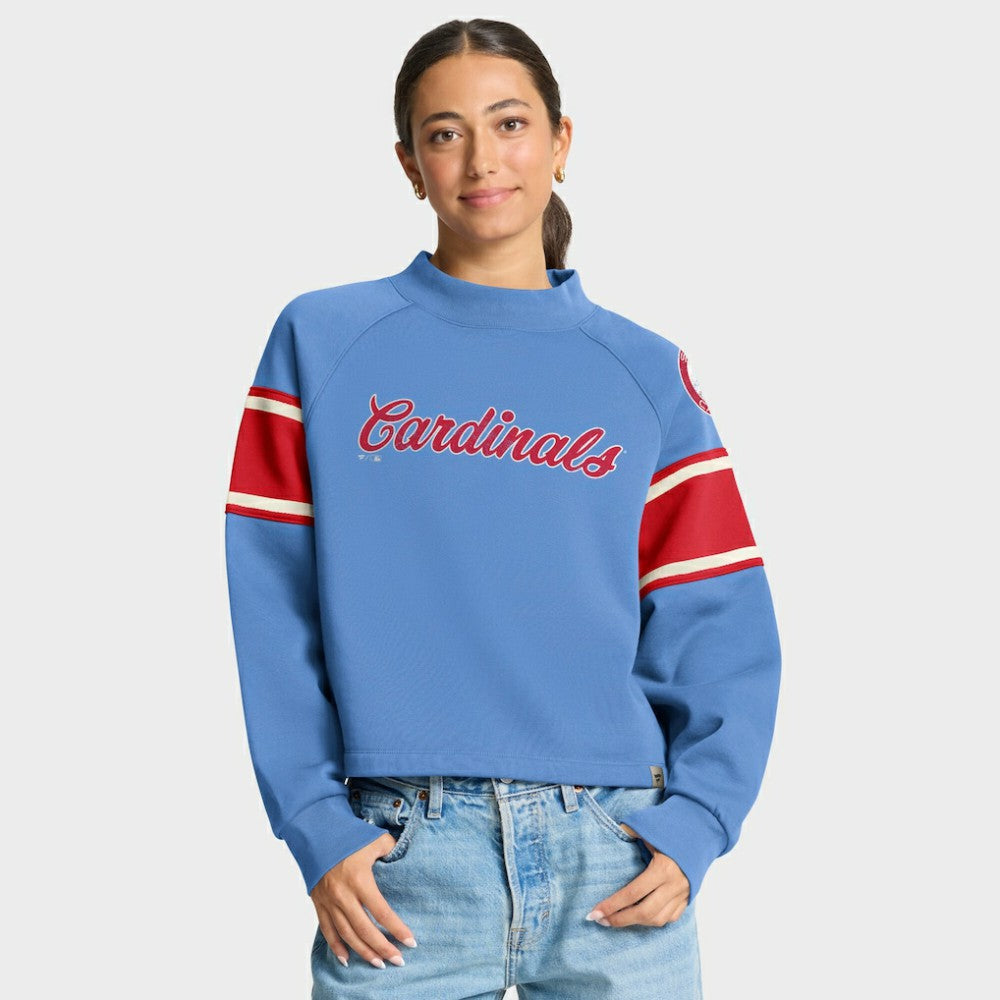 St. Louis Cardinals Women's Oversized Toss Sweep Raglan Pullover Sweatshirt Light Blue