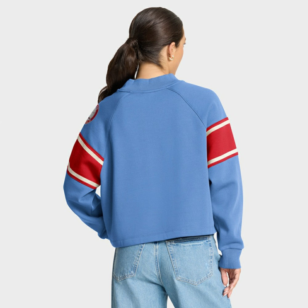 St. Louis Cardinals Women's Oversized Toss Sweep Raglan Pullover Sweatshirt Light Blue