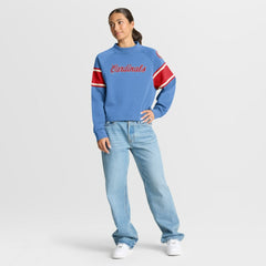 St. Louis Cardinals Women's Oversized Toss Sweep Raglan Pullover Sweatshirt Light Blue