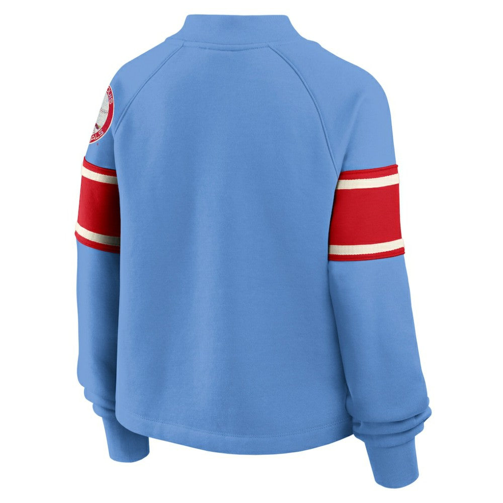 St. Louis Cardinals Women's Oversized Toss Sweep Raglan Pullover Sweatshirt Light Blue