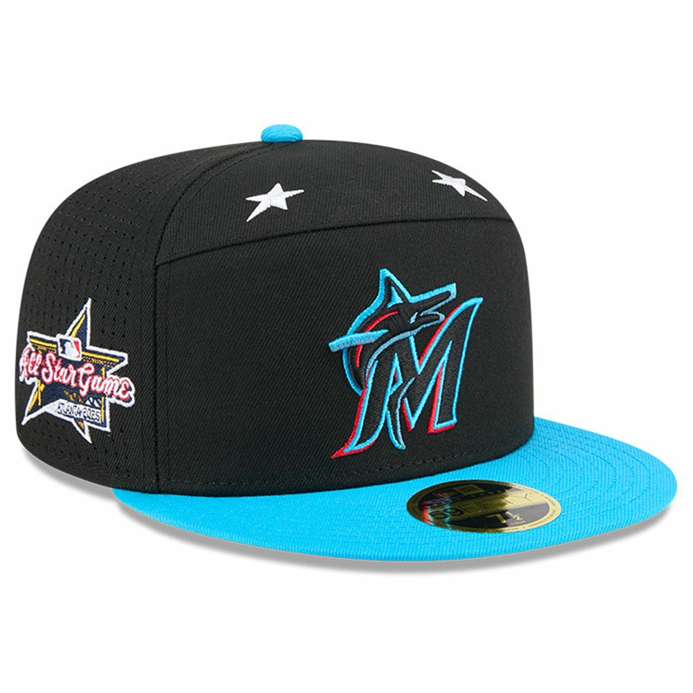 Miami Marlins 2025 MLB All-Star Game Side Patch 59FIFTY Fitted Hat Black/Blue | New Era