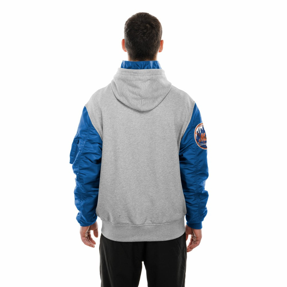 New York Mets x Alpha Industries MA-1 Full-Zip Hoodie Jacket Royal/Grey | New Era