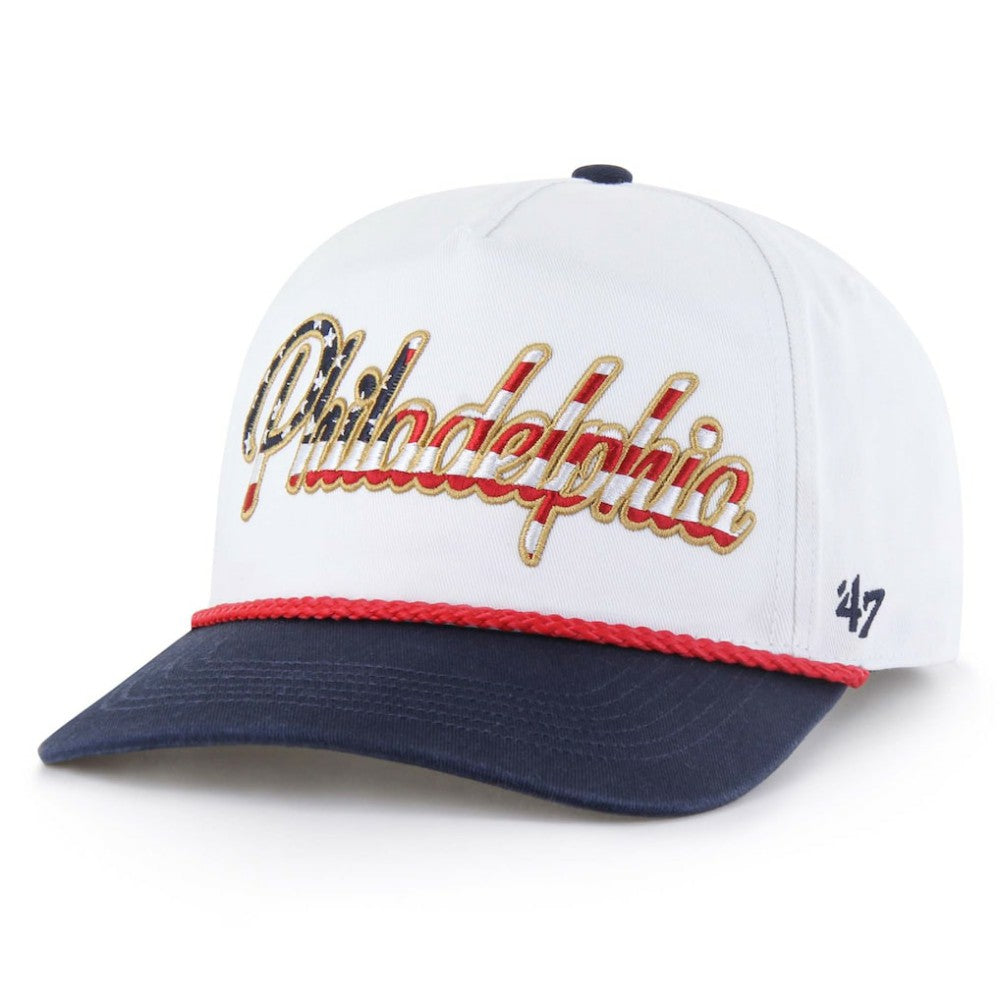 Philadelphia Phillies Patriotic Overhand Hitch Adjustable Hat White | 47 brand