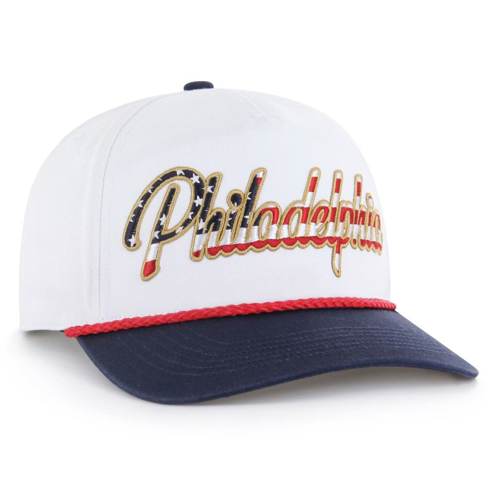 Philadelphia Phillies Patriotic Overhand Hitch Adjustable Hat White | 47 brand
