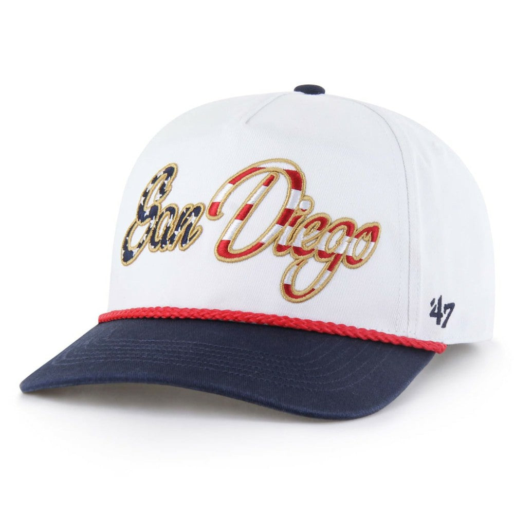 San Diego Padres Patriotic Overhand Hitch Adjustable Hat White | 47 brand