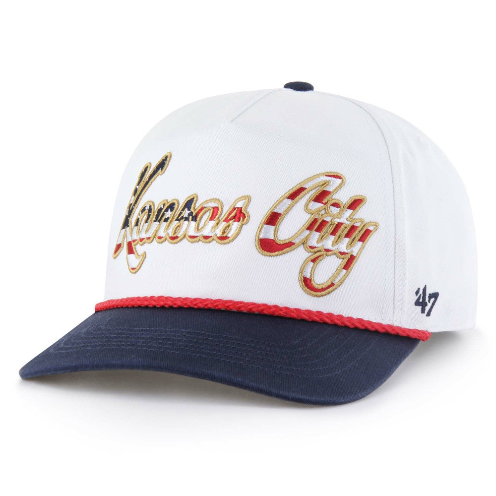 Kansas City Royals Patriotic Overhand Hitch Adjustable Hat White | 47 brand