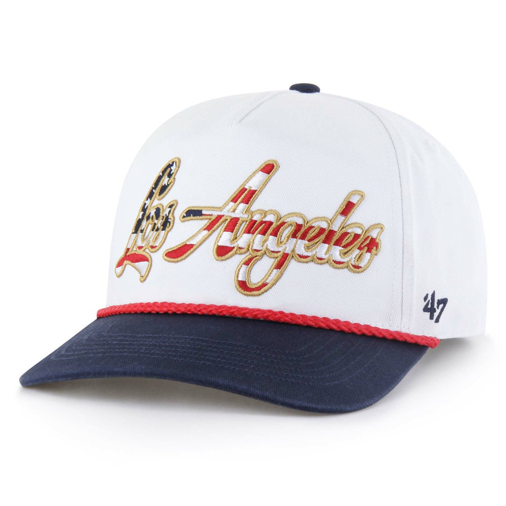 Los Angeles Dodgers Patriotic Overhand Hitch Adjustable Hat White | 47 brand