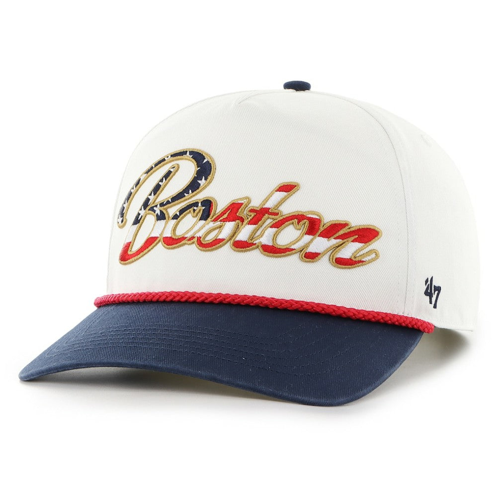 Boston Red Sox Patriotic Overhand Hitch Adjustable Hat White | 47 brand
