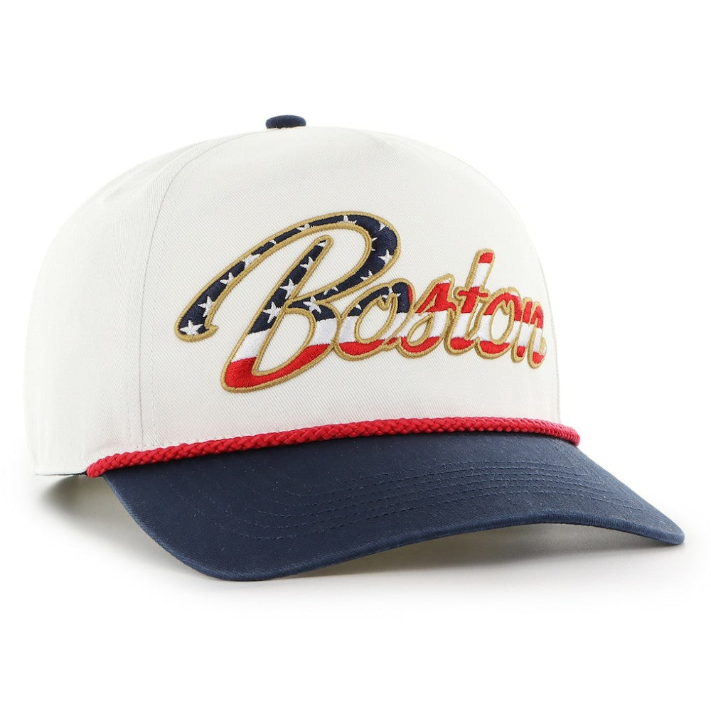 Boston Red Sox Patriotic Overhand Hitch Adjustable Hat White | 47 brand