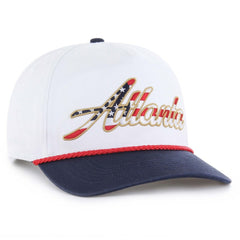 Atlanta Braves Patriotic Overhand Hitch Adjustable Hat White | 47 brand