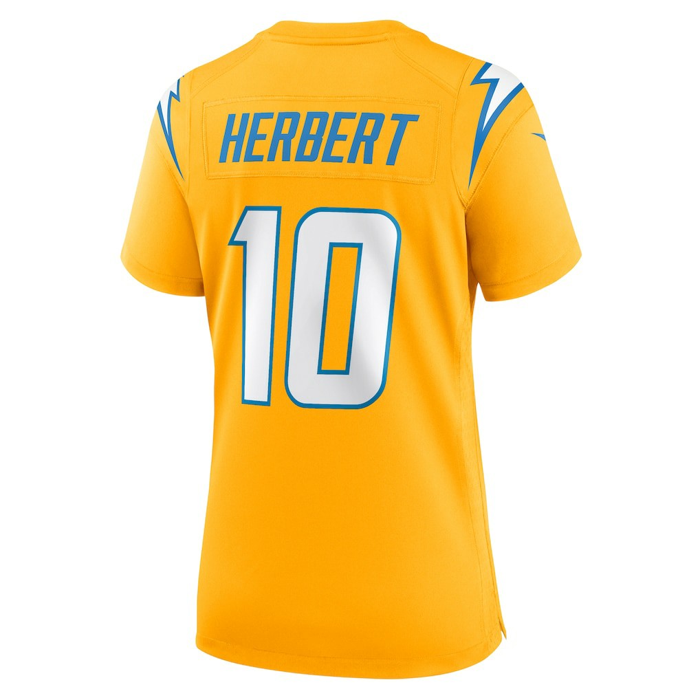 Justin Herbert Los Angeles Chargers Women's Alternate Charger Power Game Jersey - Gold