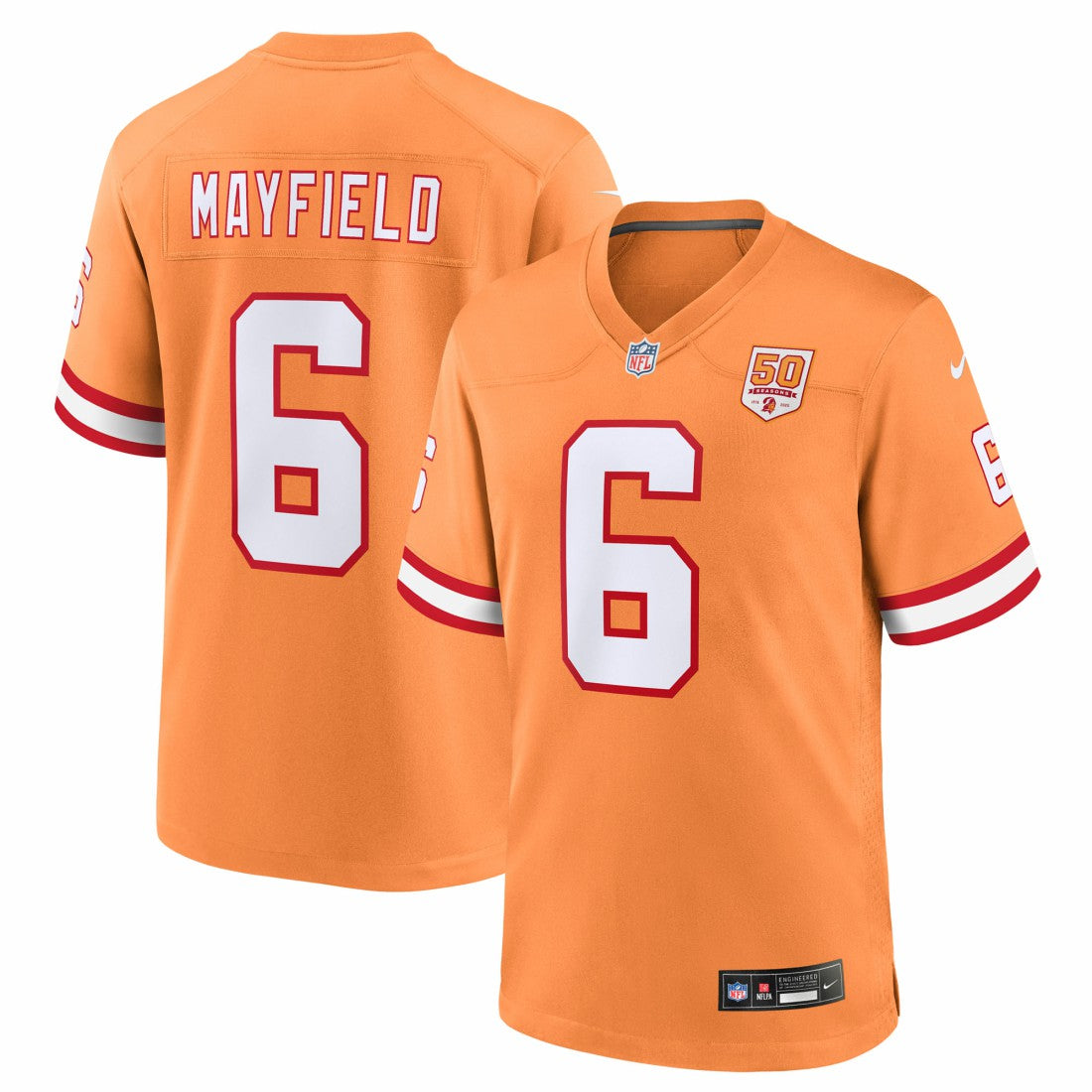 Baker Mayfield Tampa Bay Buccaneers 50th Season Game Jersey - Creamsicle