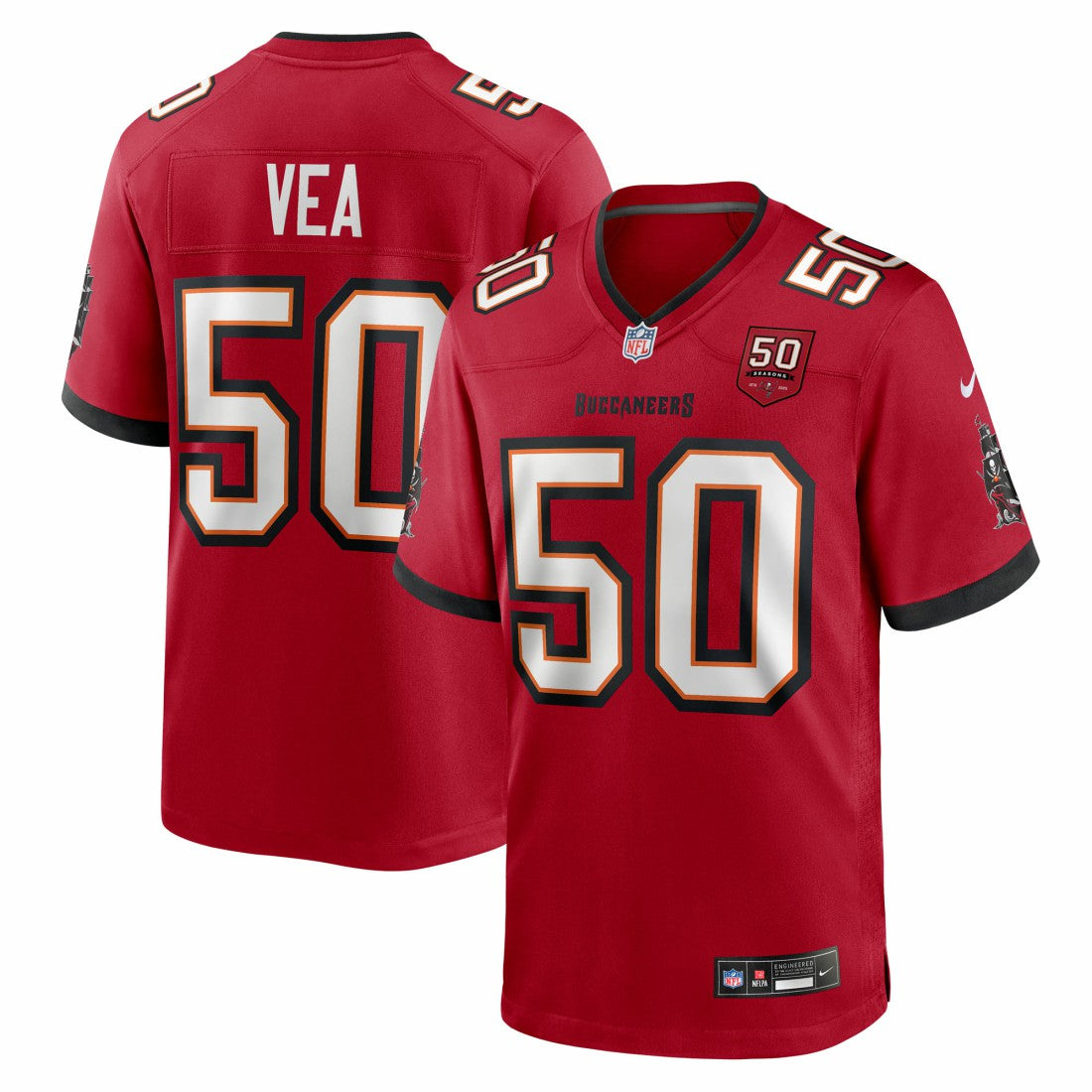 Vita Vea Tampa Bay Buccaneers 50th Season Team Game Jersey - Red