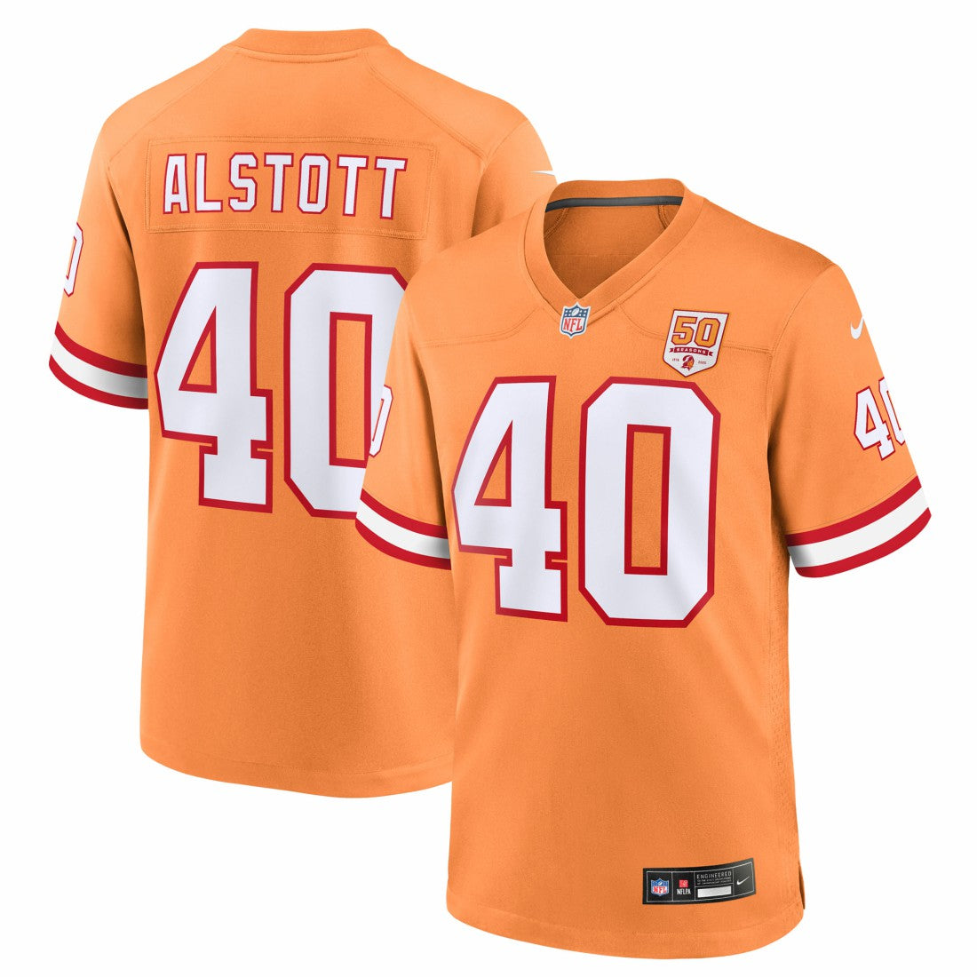 Mike Alstott Tampa Bay Buccaneers 50th Season Game Jersey - Creamsicle