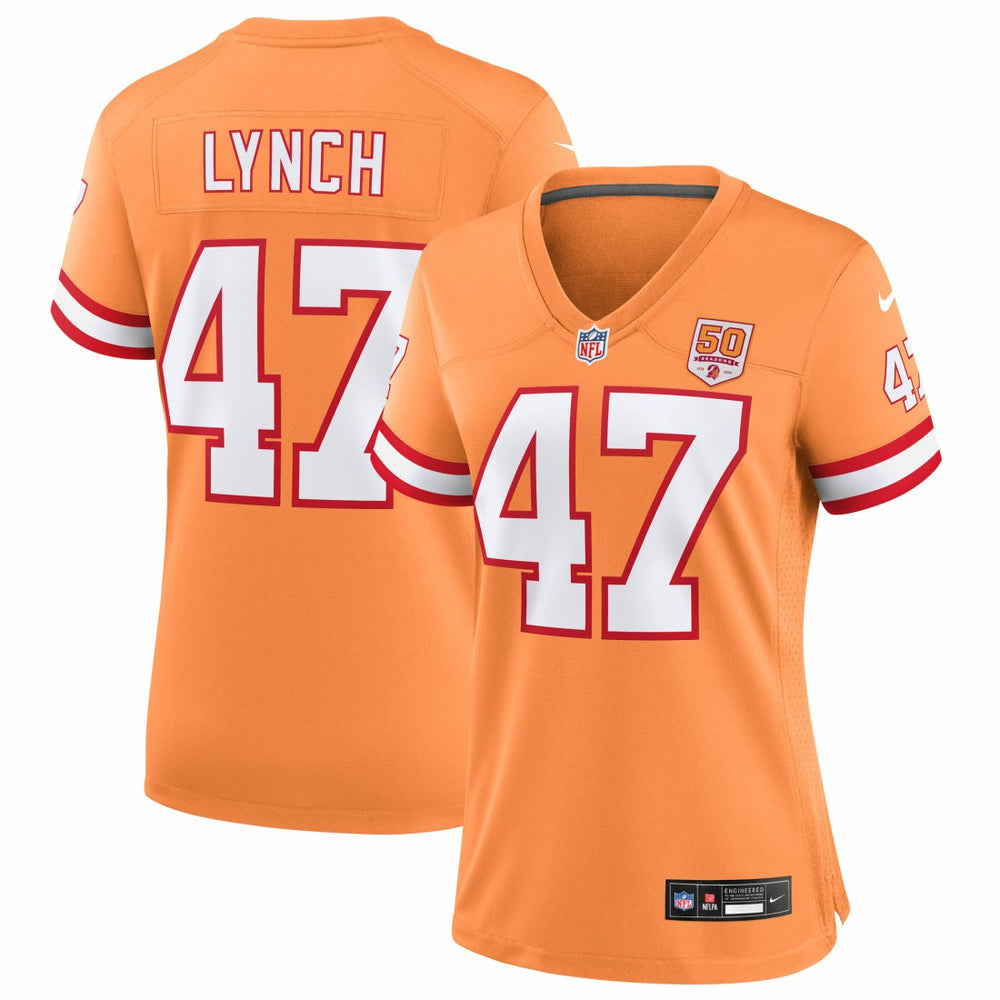 John Lynch Tampa Bay Buccaneers Women's 50th Season Game Jersey - Creamsicle