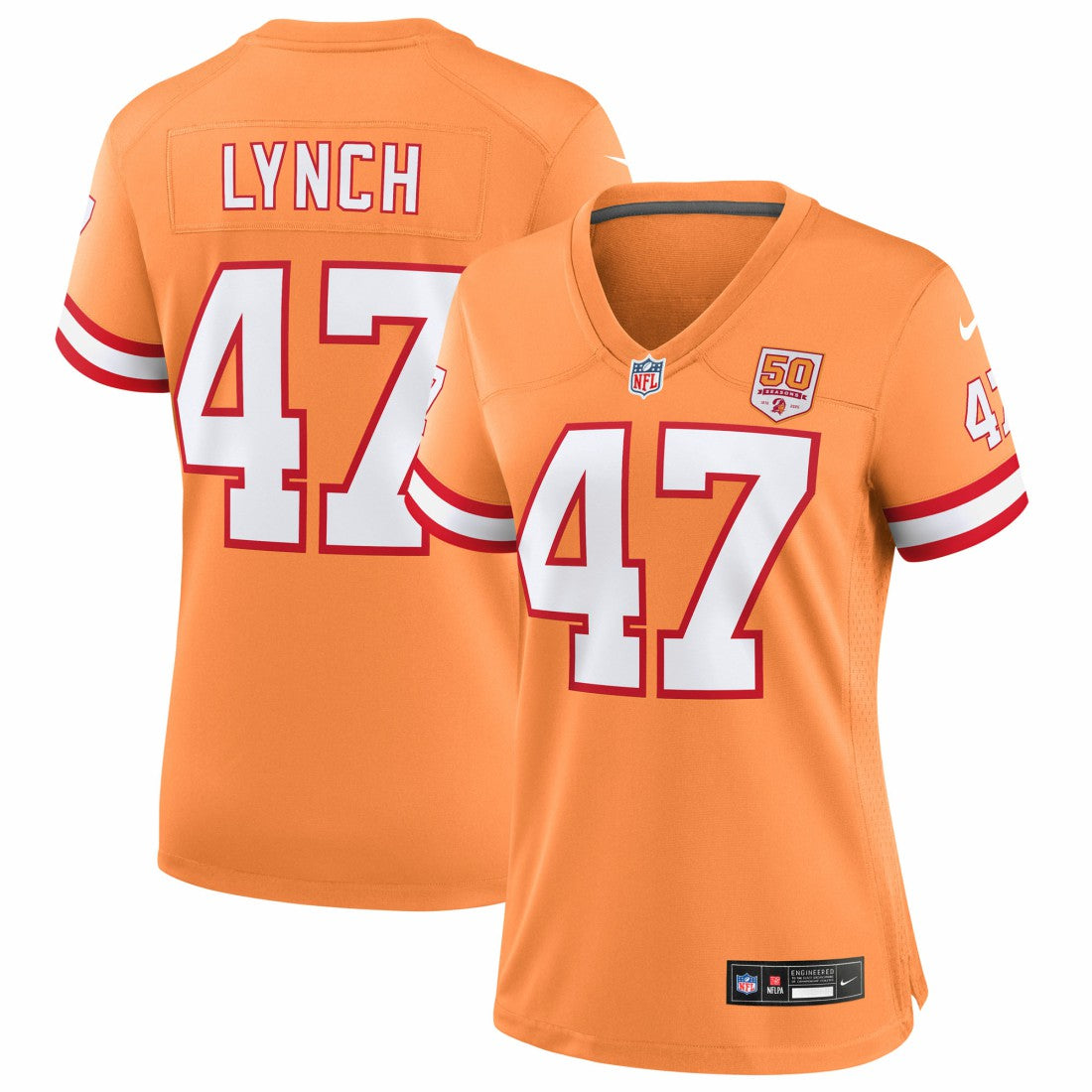John Lynch Tampa Bay Buccaneers Women's 50th Season Game Jersey - Creamsicle