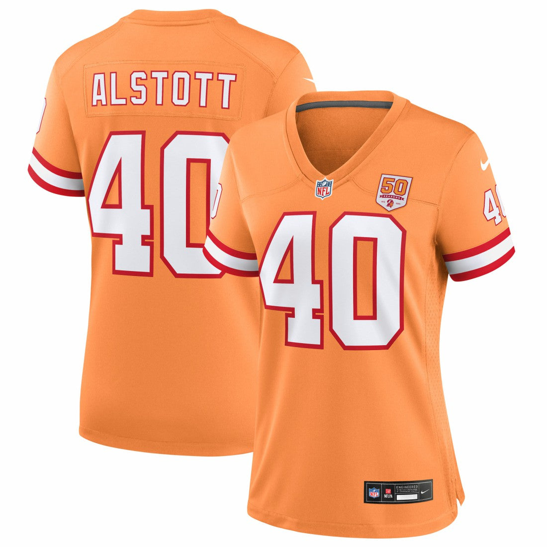 Mike Alstott Tampa Bay Buccaneers Women's 50th Season Game Jersey - Creamsicle