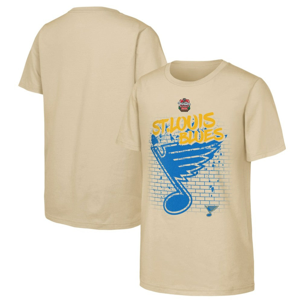 St. Louis Blues Youth 2025 NHL Winter Classic Street Art T-Shirt Tan