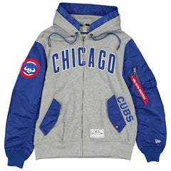 Chicago Cubs x Alpha Industries Full-Zip Hoodie Jacket Heather Gray/Royal | New Era