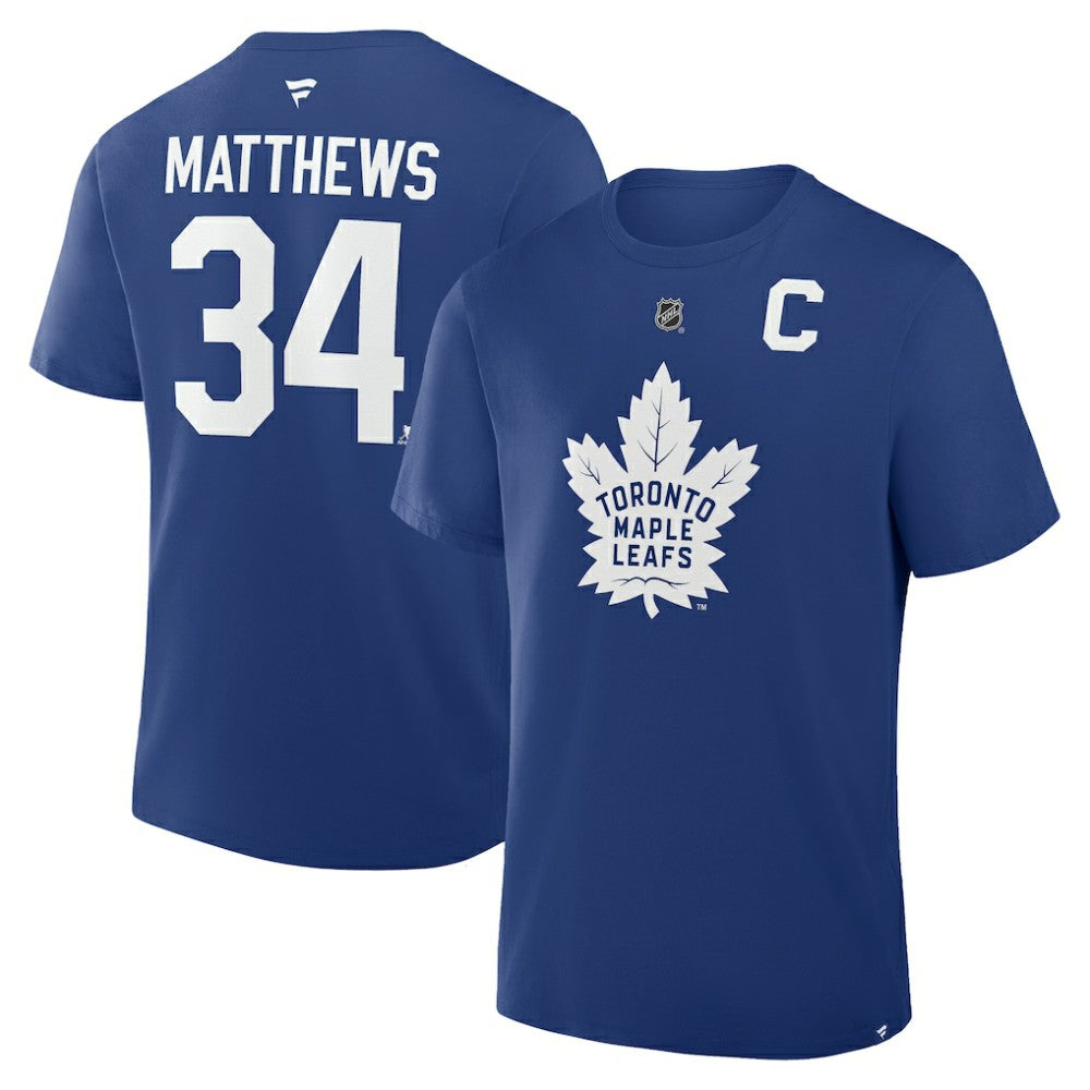 Auston Matthews Toronto Maple Leafs Fanatics Authentic Stack Name & Number T-Shirt Blue