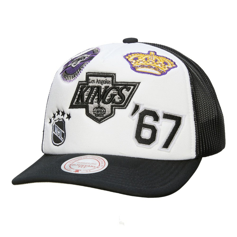 Los Angeles Kings Mitchell & Ness Gridlock Trucker Adjustable Hat White/Black