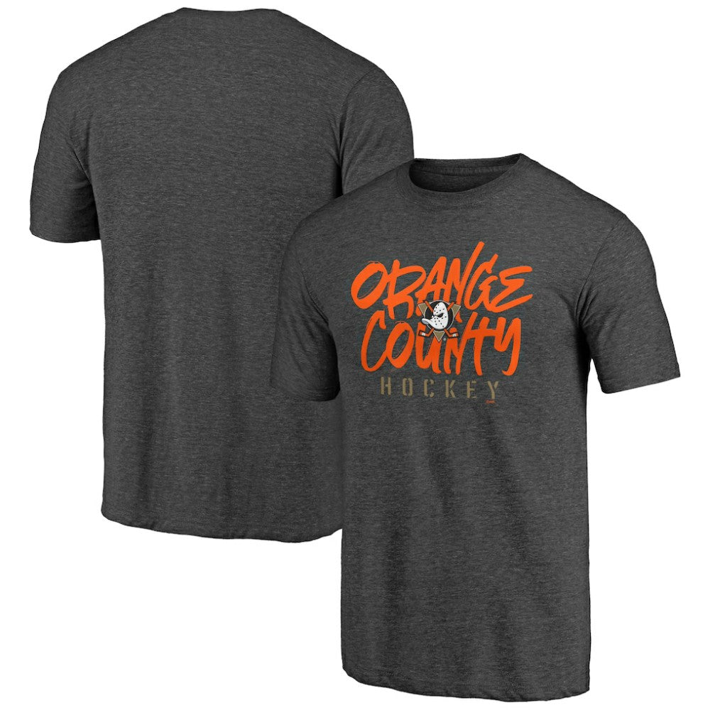 Anaheim Ducks Shoot to Score Tri-Blend T-Shirt Charcoal
