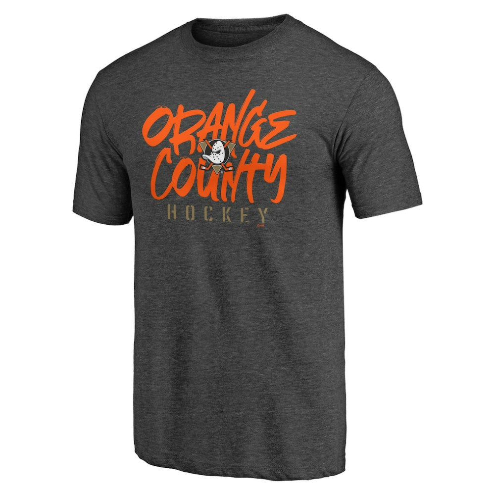 Anaheim Ducks Shoot to Score Tri-Blend T-Shirt Charcoal