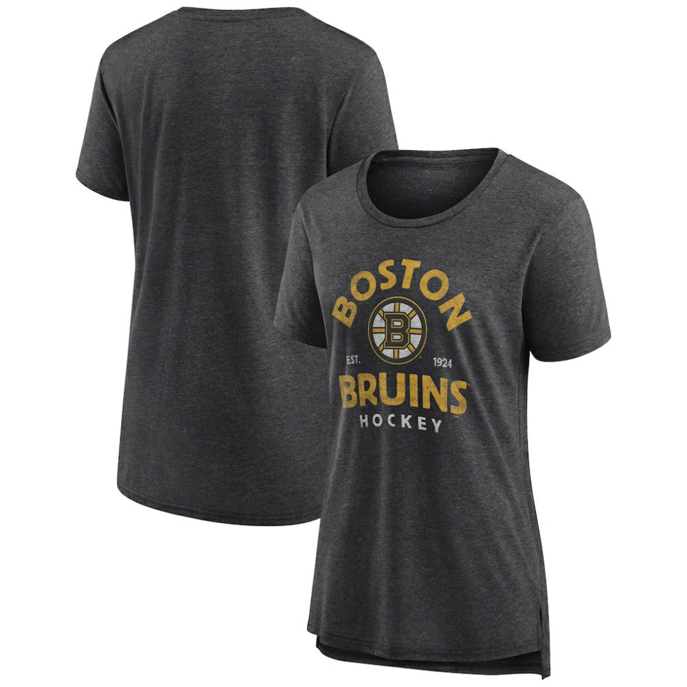 Boston Bruins Women's Vintage Arch Tri-Blend T-Shirt Gray
