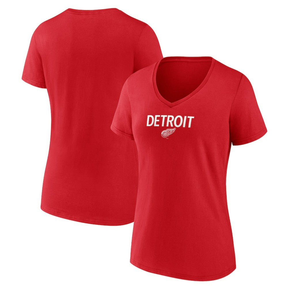 Detroit Red Wings Women's Primary Logo V-Neck T-Shirt Red