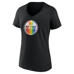 Edmonton Oilers Women's Team Pride V-Neck T-Shirt Black