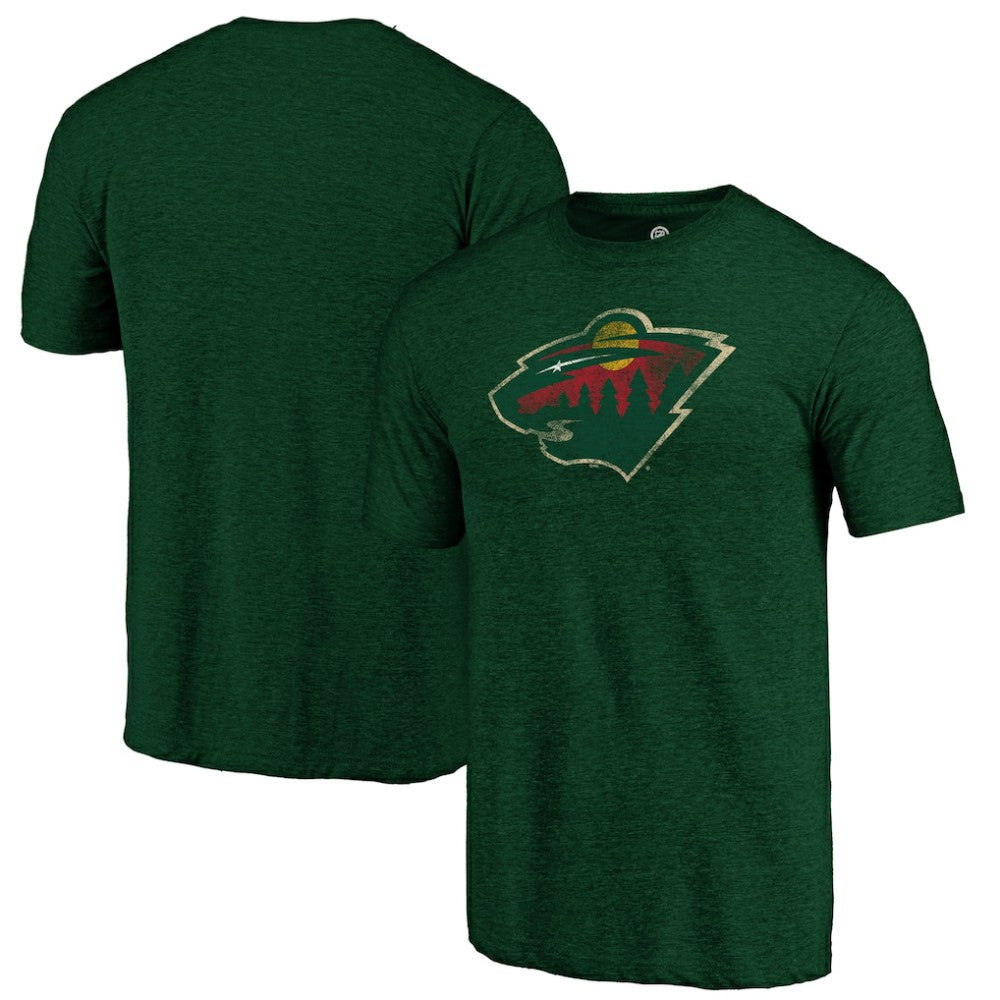 Minnesota Wild Distressed Logo Tri-Blend T-Shirt Green