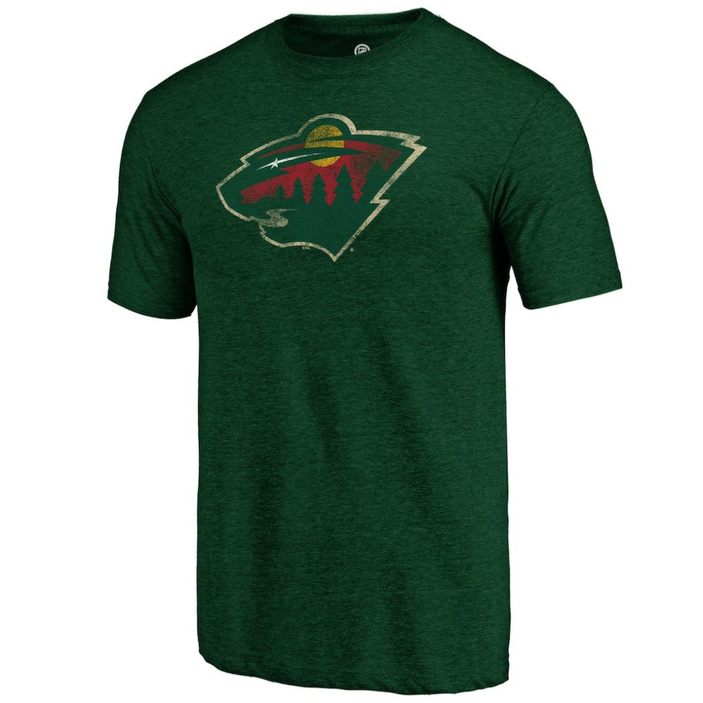 Minnesota Wild Distressed Logo Tri-Blend T-Shirt Green